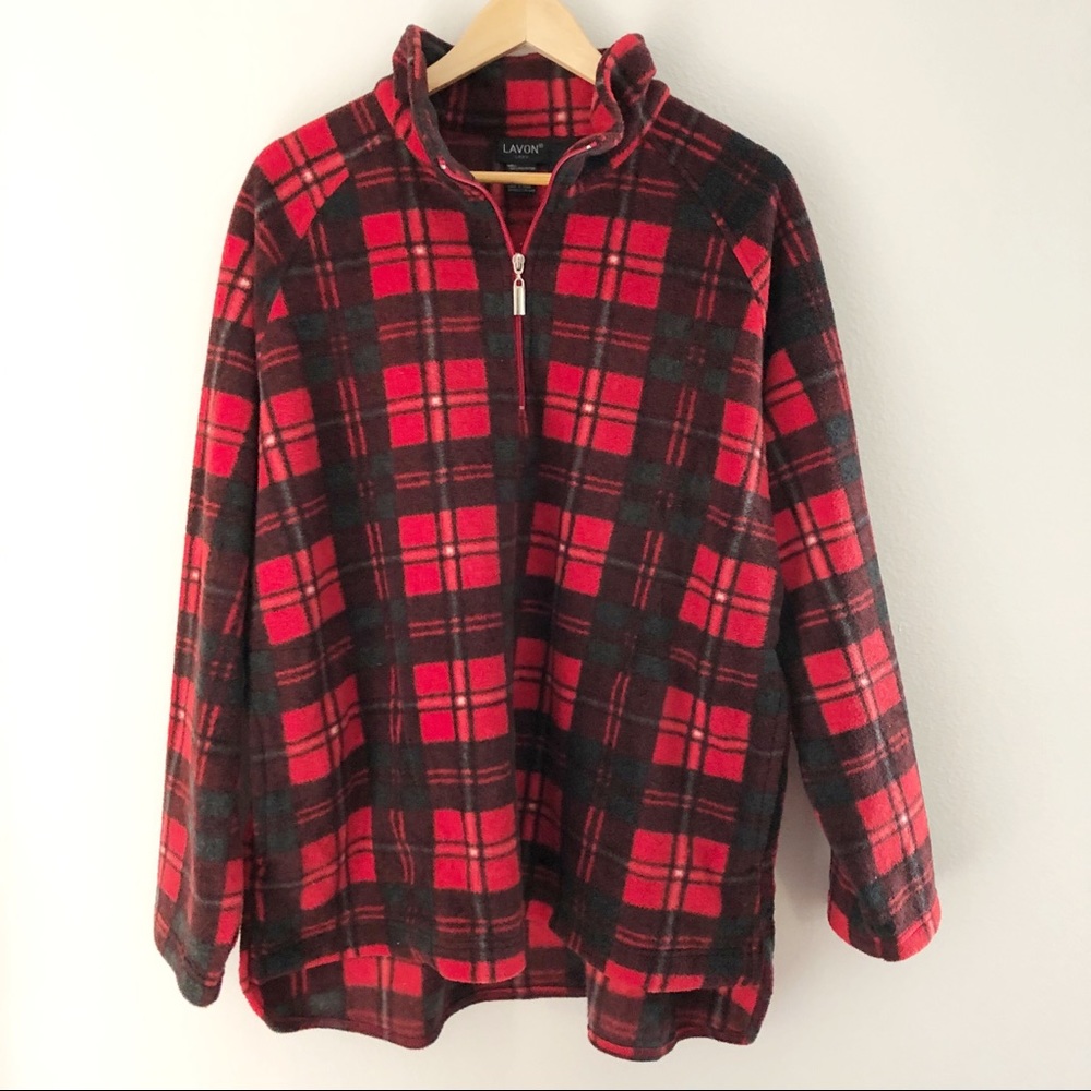 Lavon Red Black Plaid Pullover Jacket Plus Size 2x